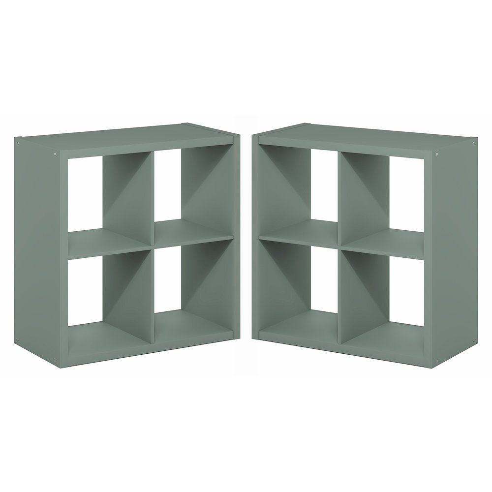 CUBICLE Set of 2, 4-Cube Bookshelf, Reversible, 14.6x30x30, Sage Green. Picture 1