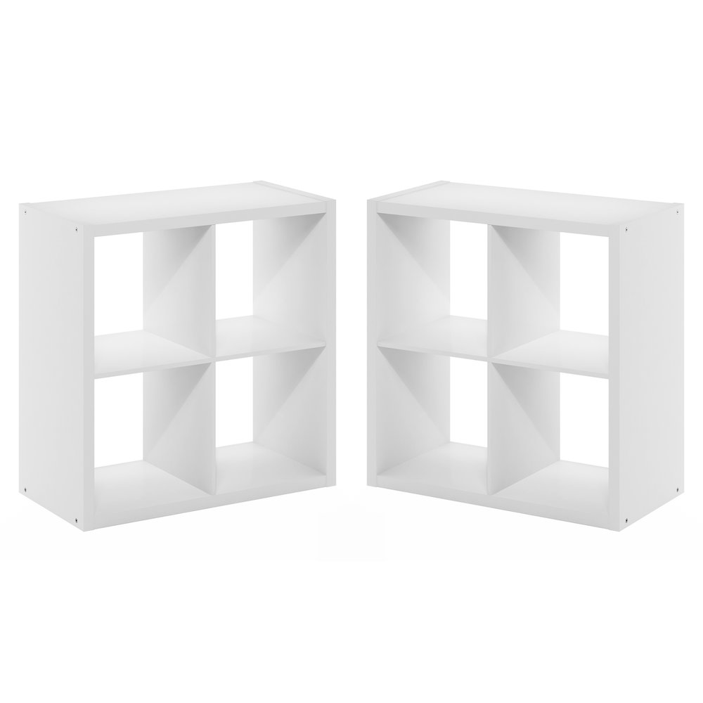 CUBICLE Set of 2, 4-Cube Bookshelf, Reversible, 14.6x30x30, White. Picture 1