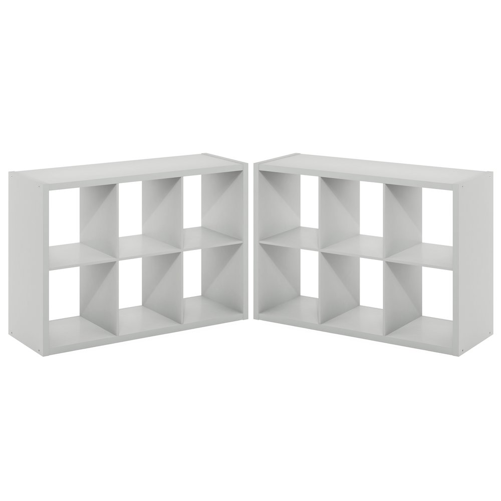 CUBICLE Set of 2, 6-Cube Bookshelf, Reversible, 14.6x43.8x30, Light Grey. Picture 1