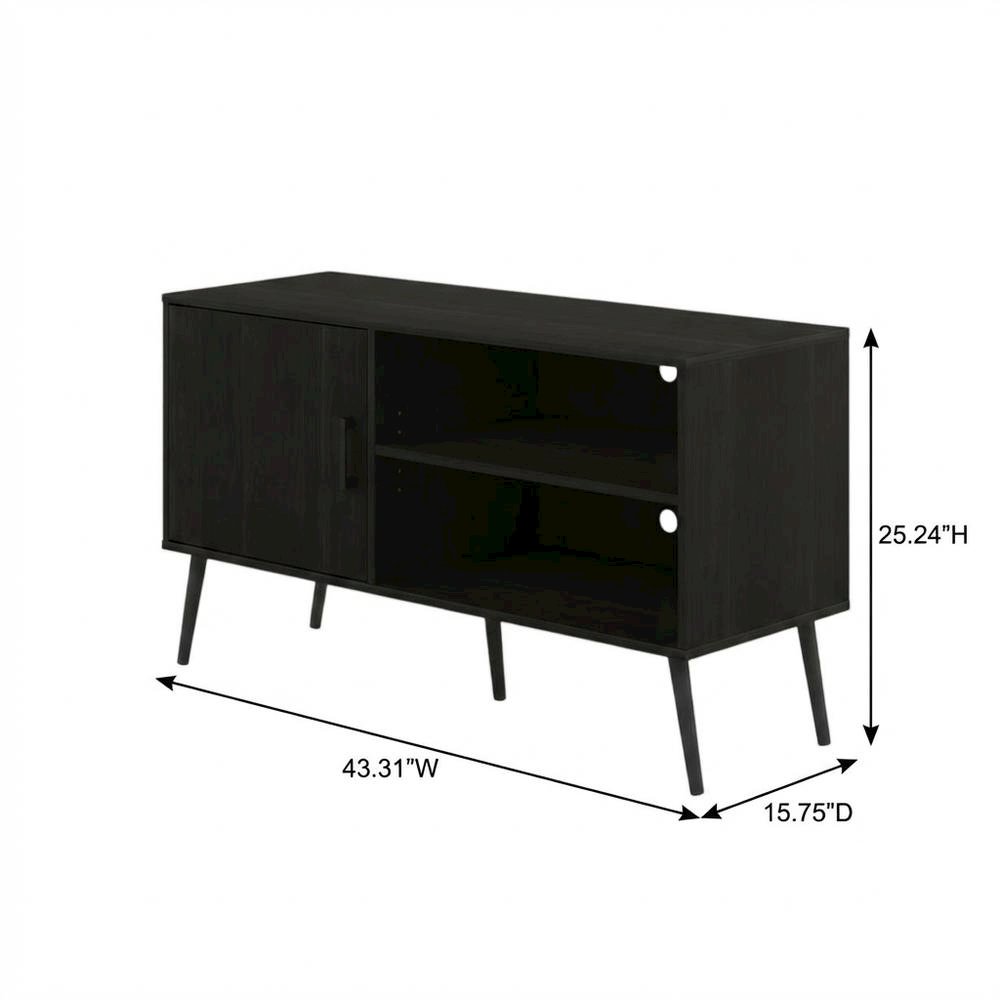 Espresso Wood TV Stand with One Cabinet and Shelves for Living Room. Picture 7