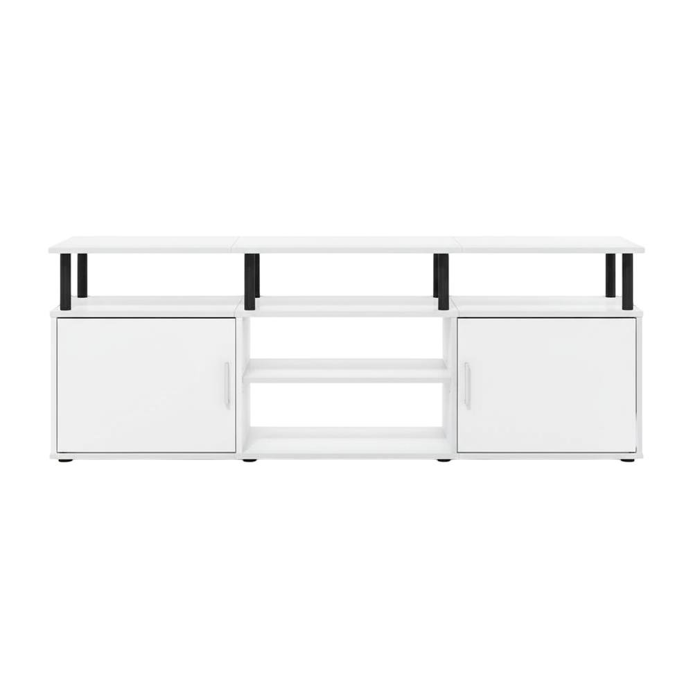 Wood TV Stand for 70 Inch Screens in White and Black with Modern Design. Picture 4