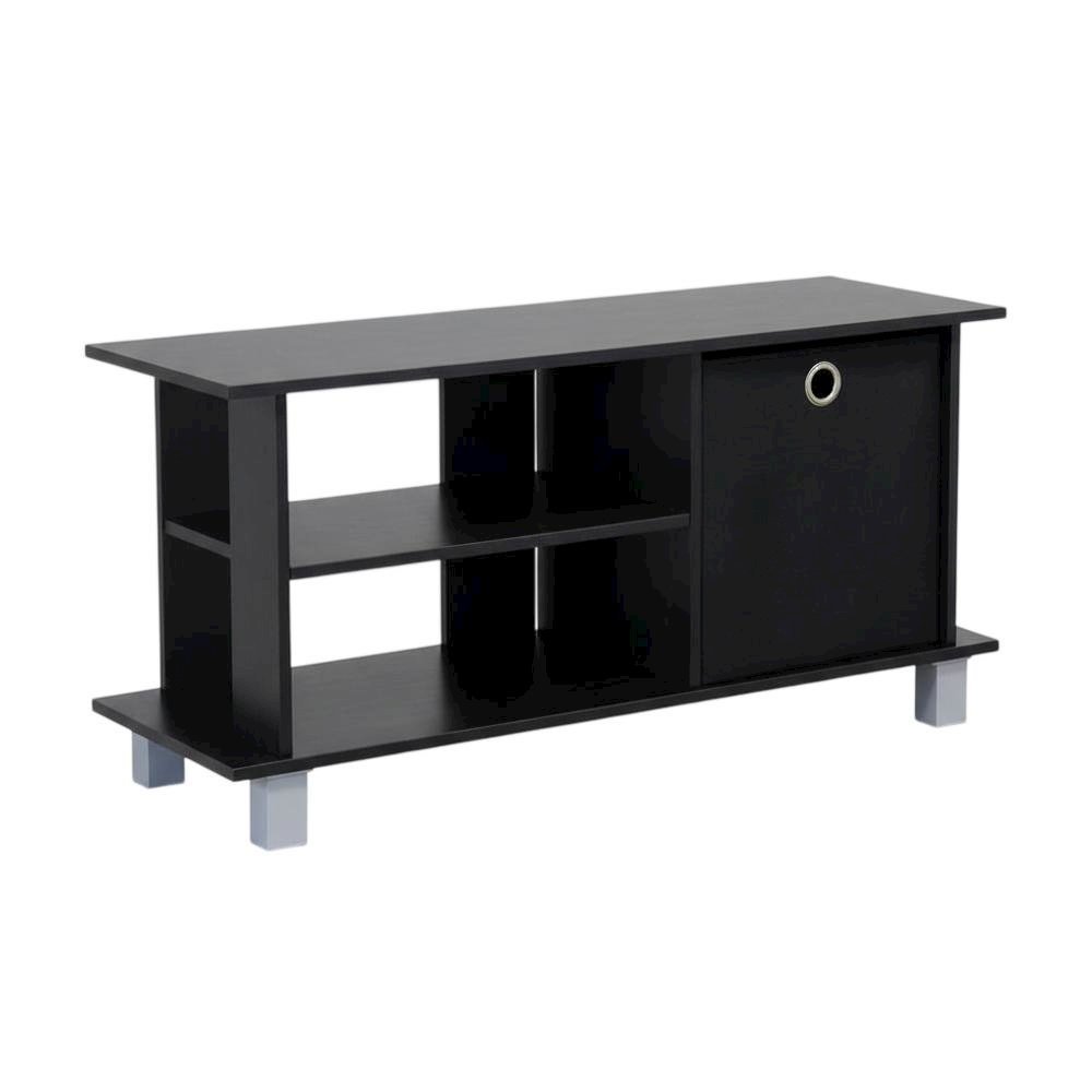 Simplistic TV Stand with Black Espresso Finish and Bin Drawers for Storage. Picture 4