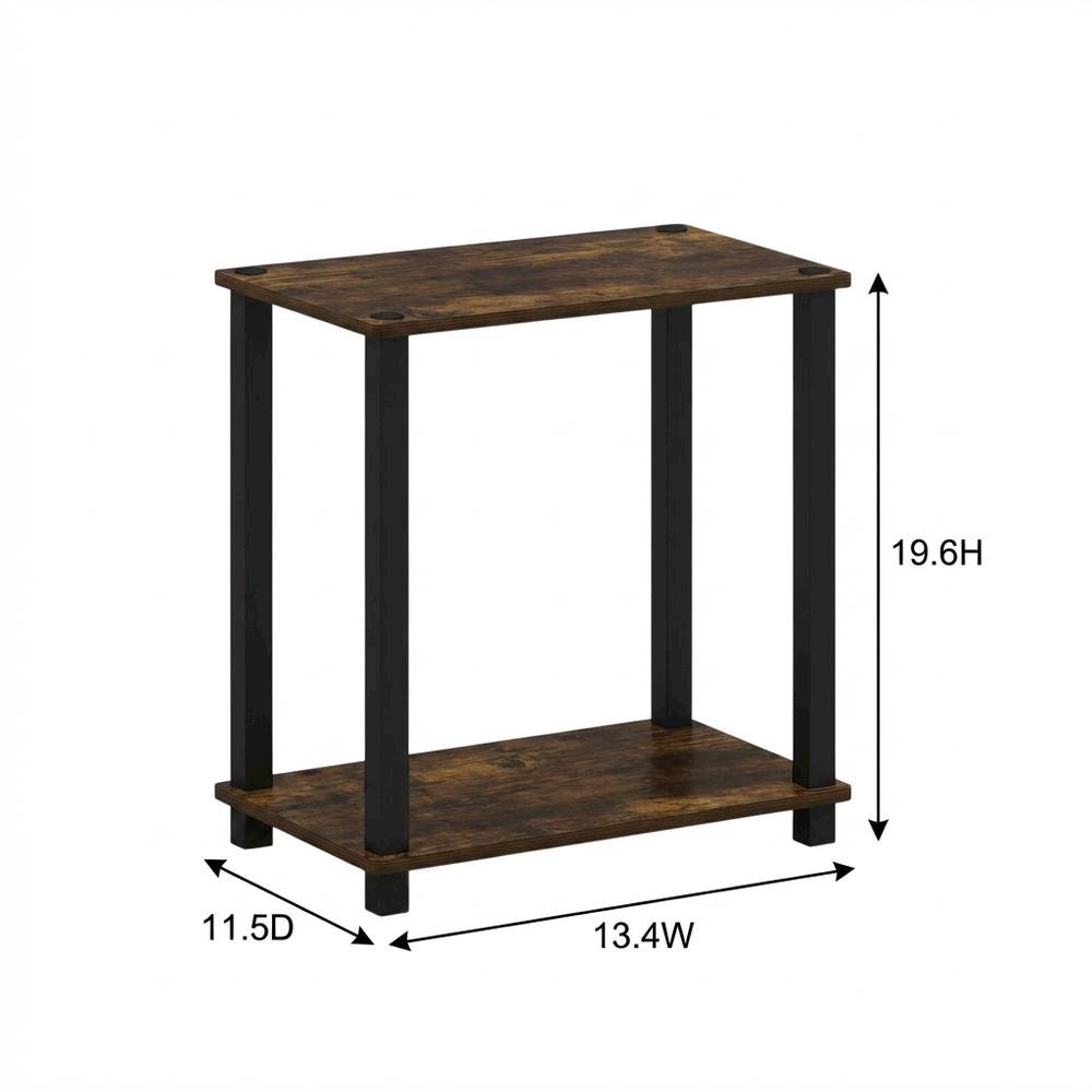 Small Amber Pine and Black End Table with Sleek Design. Picture 7