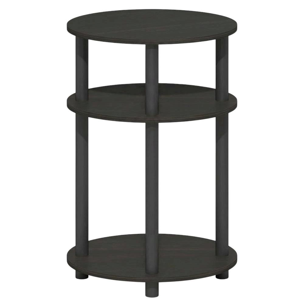 Espresso 3-Tier Oval Nightstand with Open Shelving Bedside Table. Picture 1