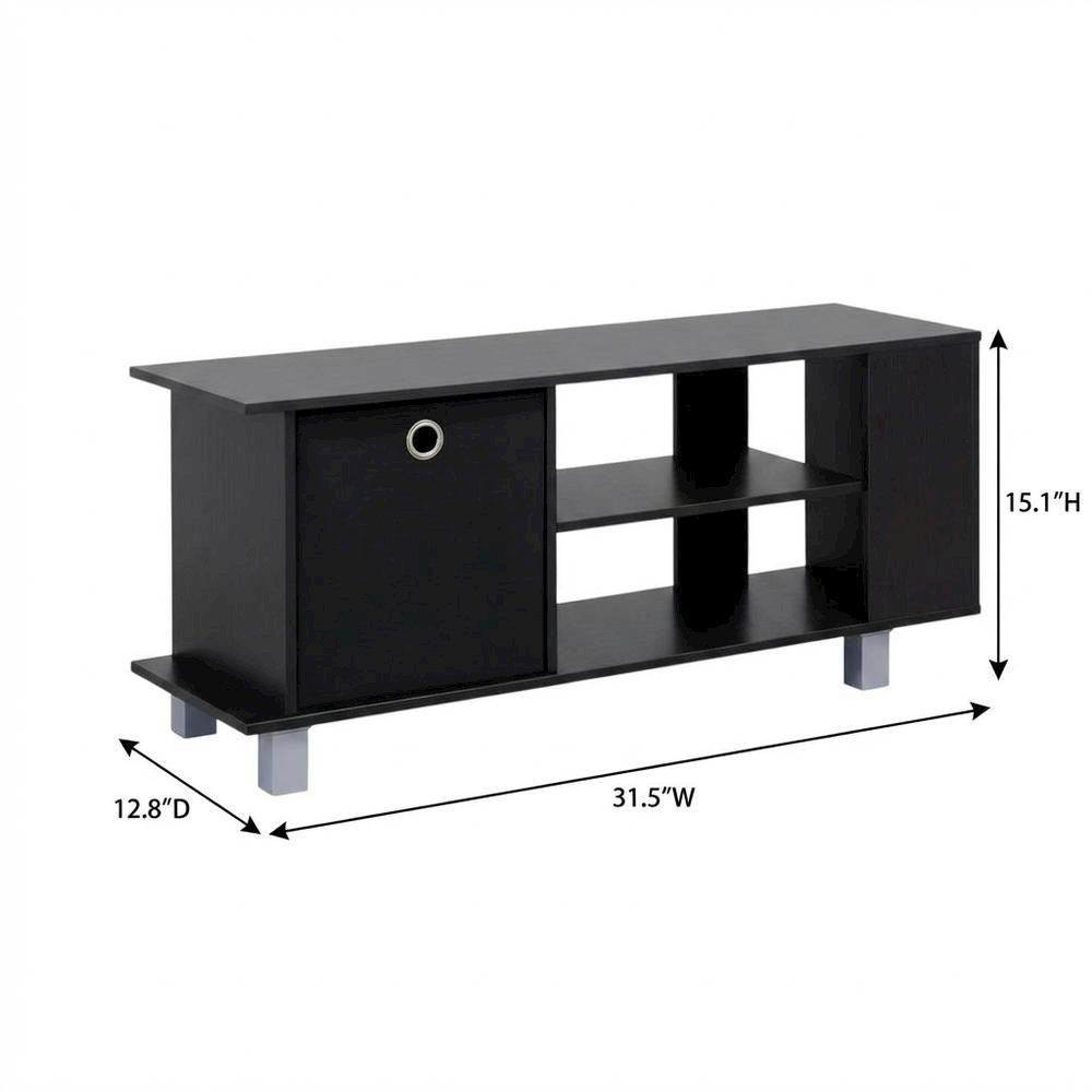 Simplistic TV Stand with Black Espresso Finish and Bin Drawers for Storage. Picture 7