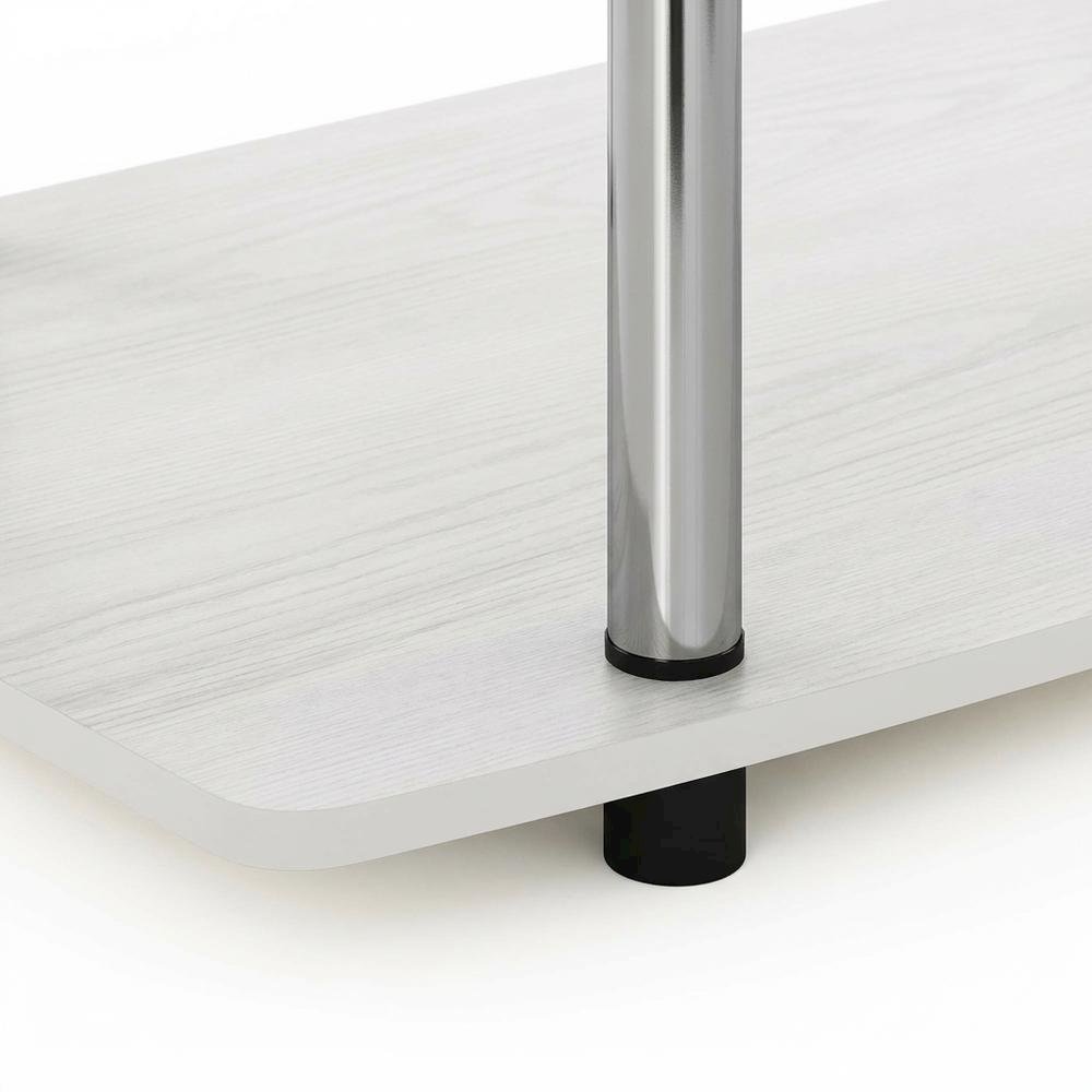 White Oak/Chrome TV Stand with 3-Tier Shelving and Wooden Construction. Picture 6