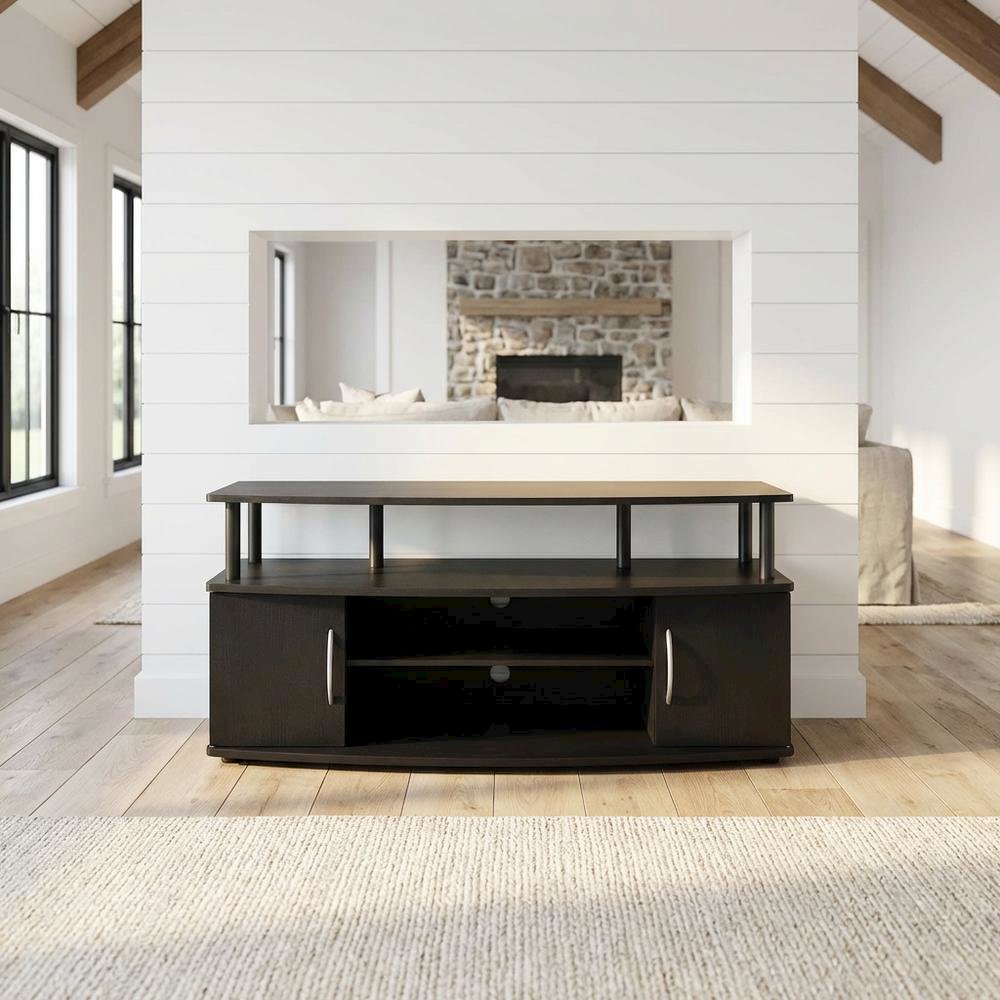 Darkwood Large Entertainment Center for TVs up to 55 inches with Storage. Picture 2