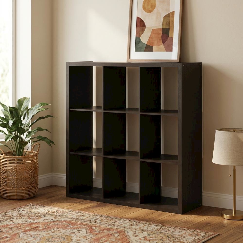 Brown 9-Cube Open Storage Organizer, Modular Shelving Unit. Picture 2
