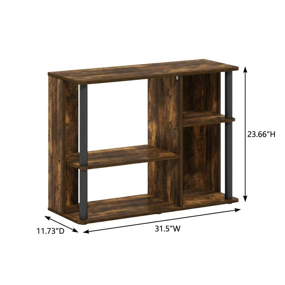 Wooden TV stand with amber pine and black finish, holds up to 40-inch screens. Picture 7