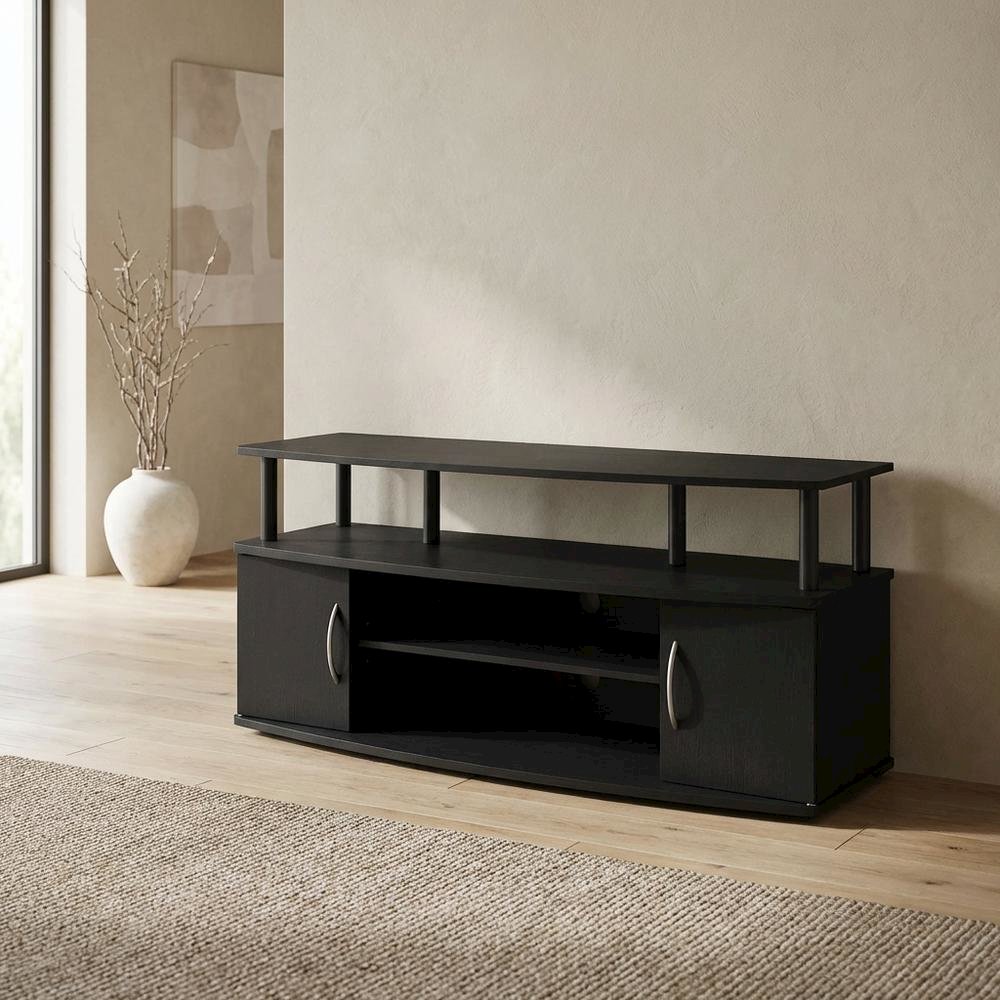 Darkwood Large Entertainment Center for TVs up to 55 inches with Storage. Picture 3