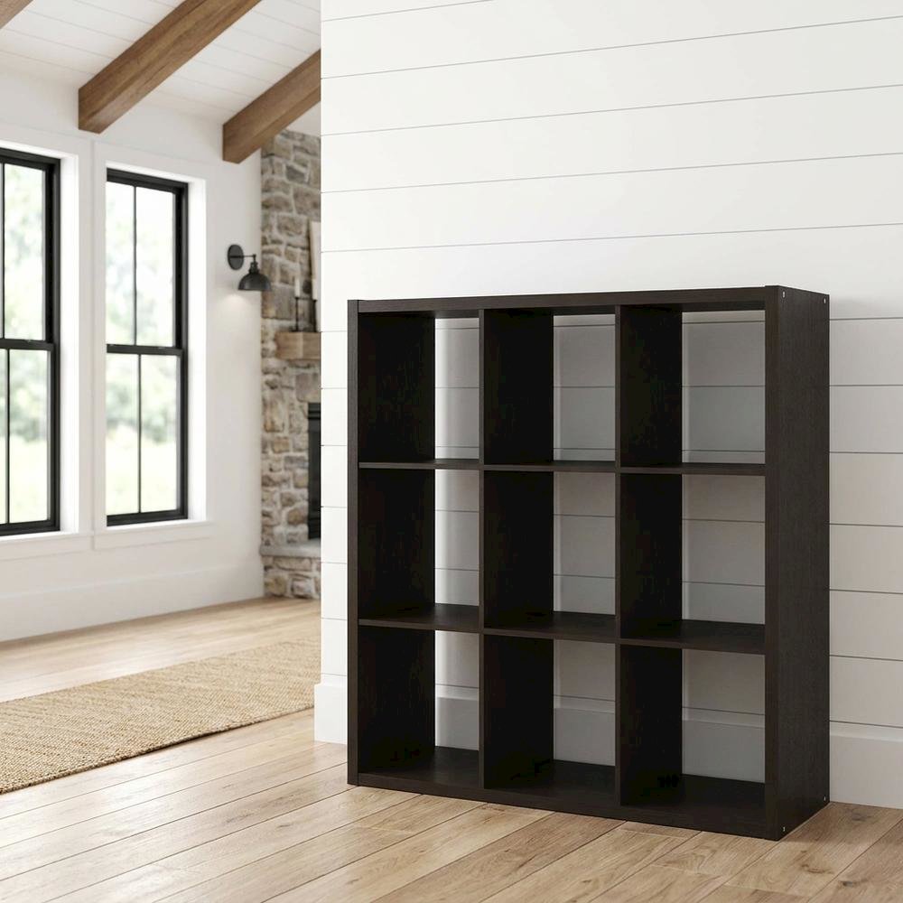 Brown 9-Cube Open Storage Organizer, Modular Shelving Unit. Picture 3