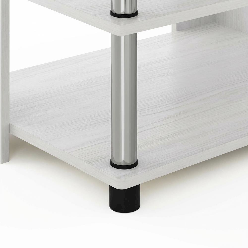 White Oak TV Stand, 3-Tier Design, Stainless Steel Tubes, up to 48 inches. Picture 6