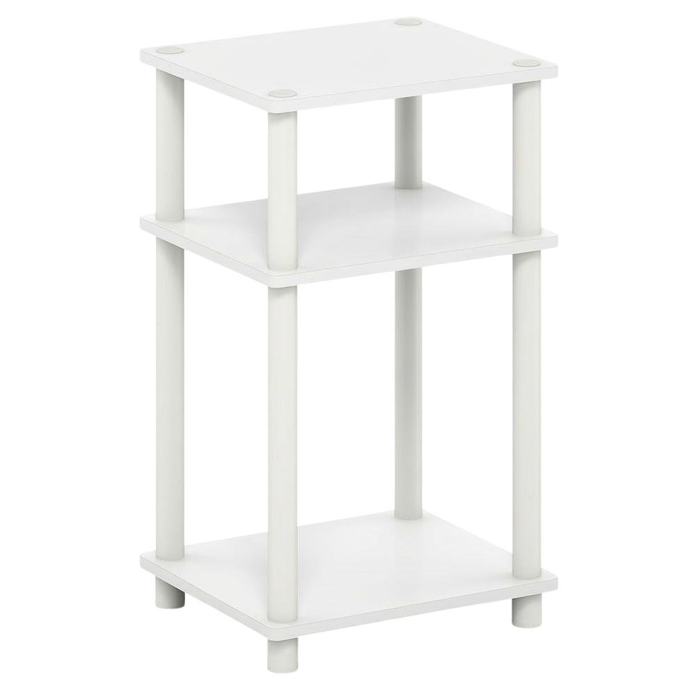 White 3-Tier End Table with Nightstand Design and Modern Storage. Picture 1