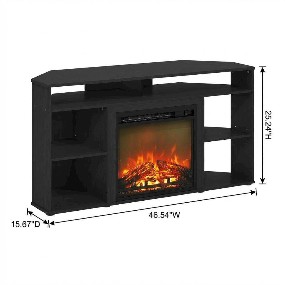 Wooden corner TV stand with fireplace for up to 55-inch screens, Americano style. Picture 7
