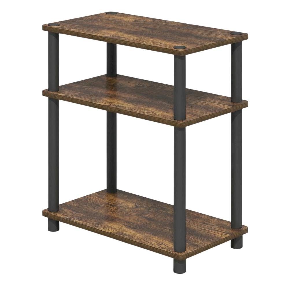Amber Oak 3-Tier End Table with Multi-Level Storage and Modern Design. Picture 1