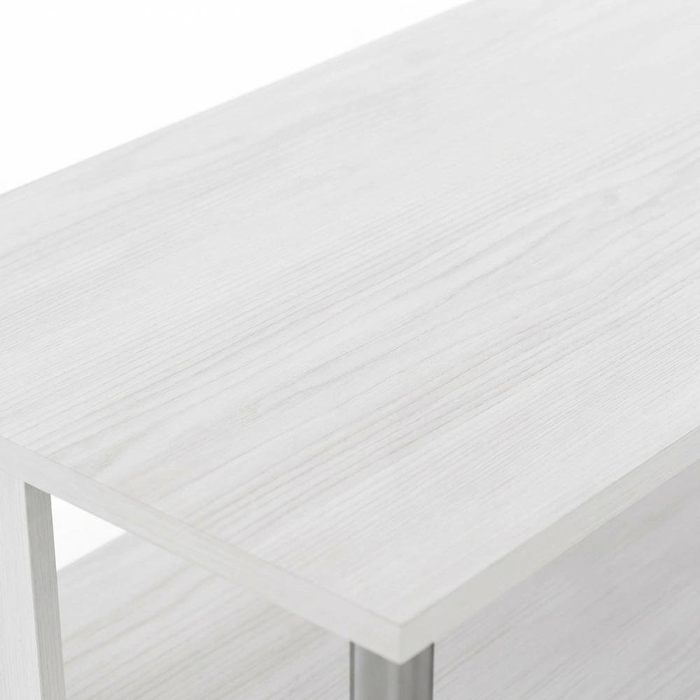 White Oak TV Stand, 3-Tier Design, Stainless Steel Tubes, up to 48 inches. Picture 5