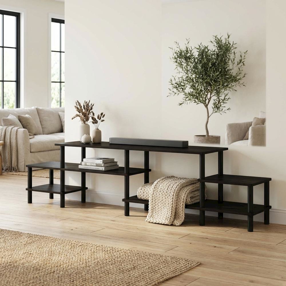 Espresso Wooden Entertainment Center for TVs up to 80 Inches with Ample Storage. Picture 3