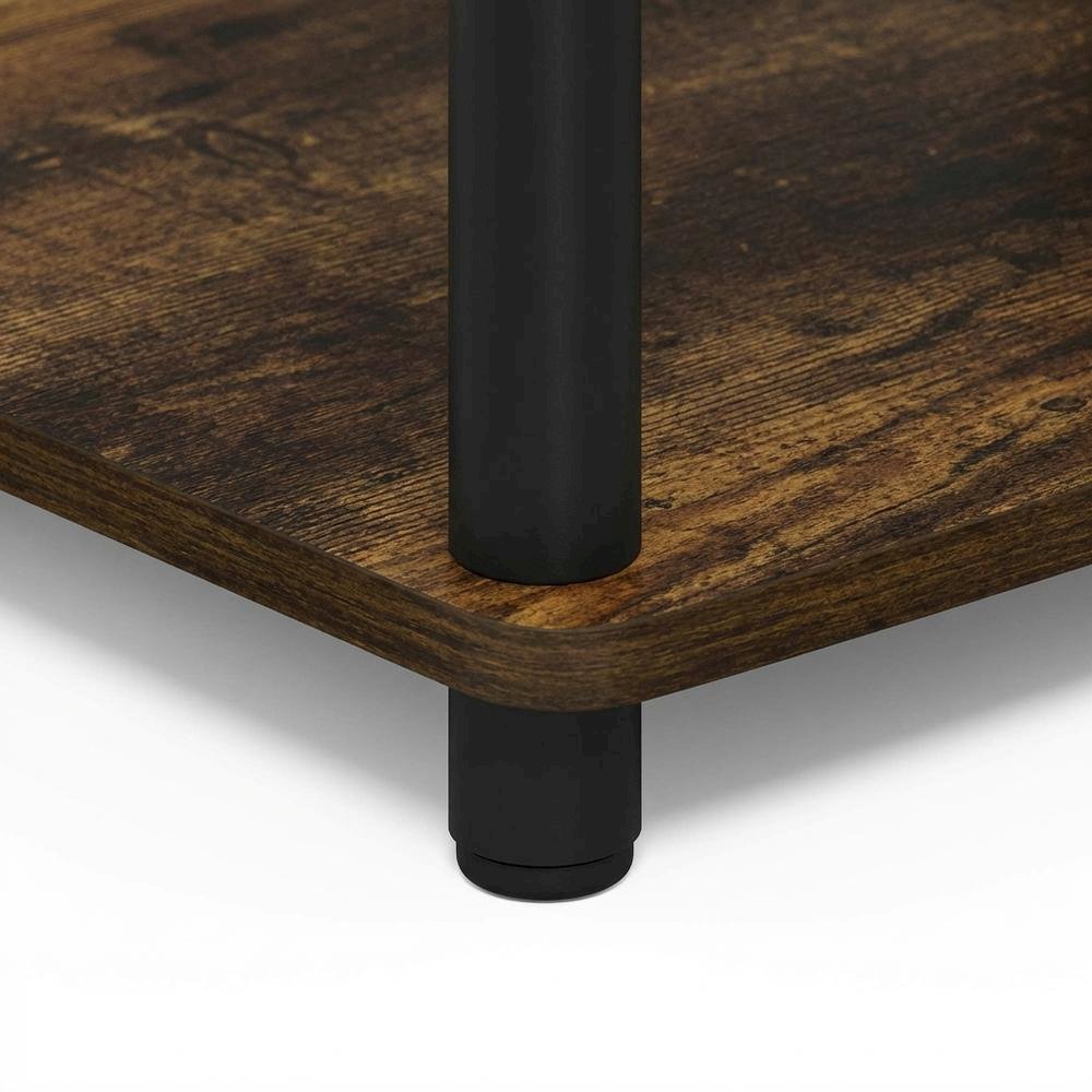 Wooden TV stand, Amber Pine, black finish, no tools required, 2-tier design. Picture 6