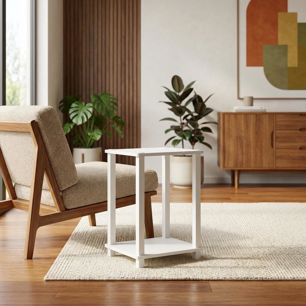 Small White End Table with Contemporary Design and Solid Construction. Picture 2