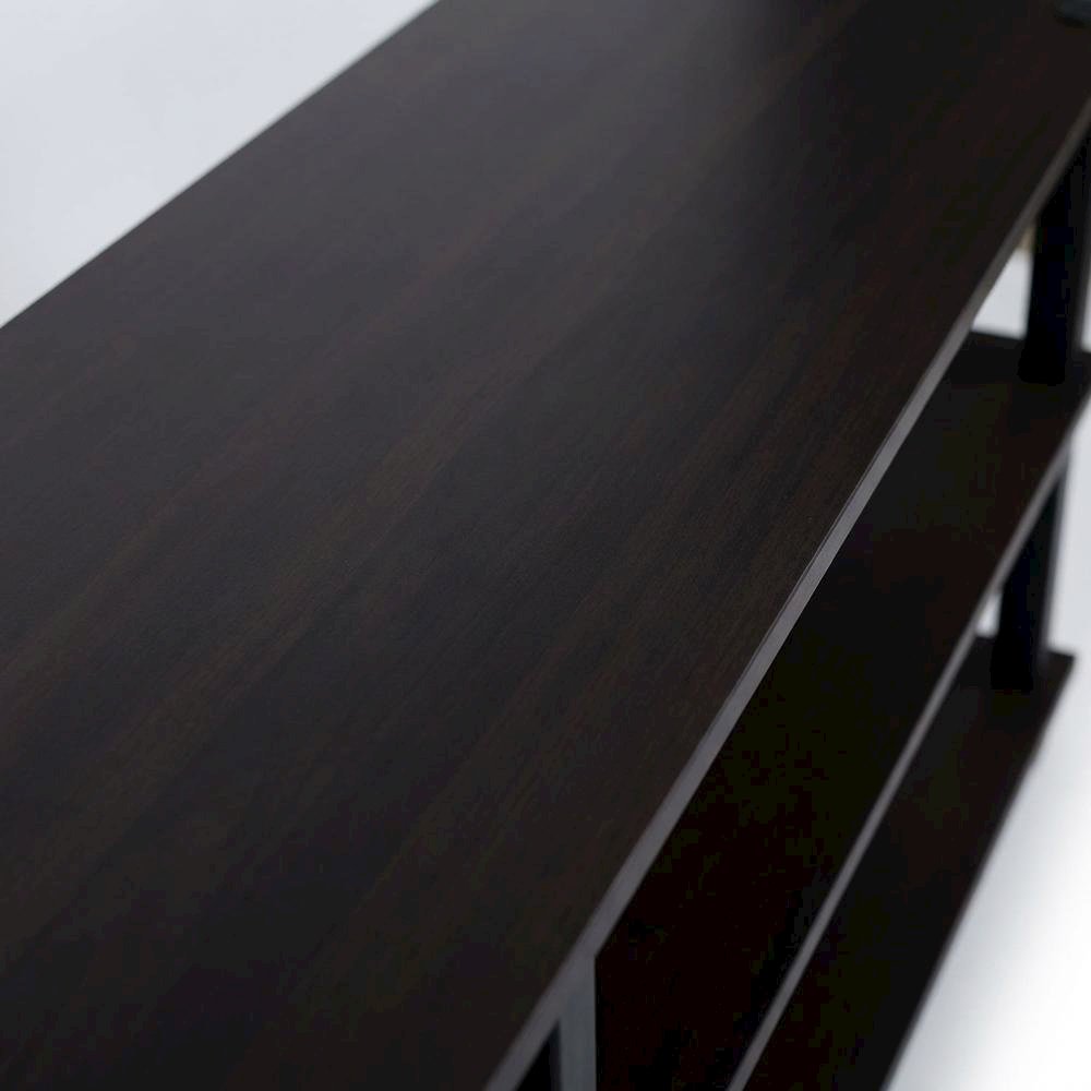 Dark Cherry/Black TV Stand with 3 Tiers and Engineered Wood Storage. Picture 5
