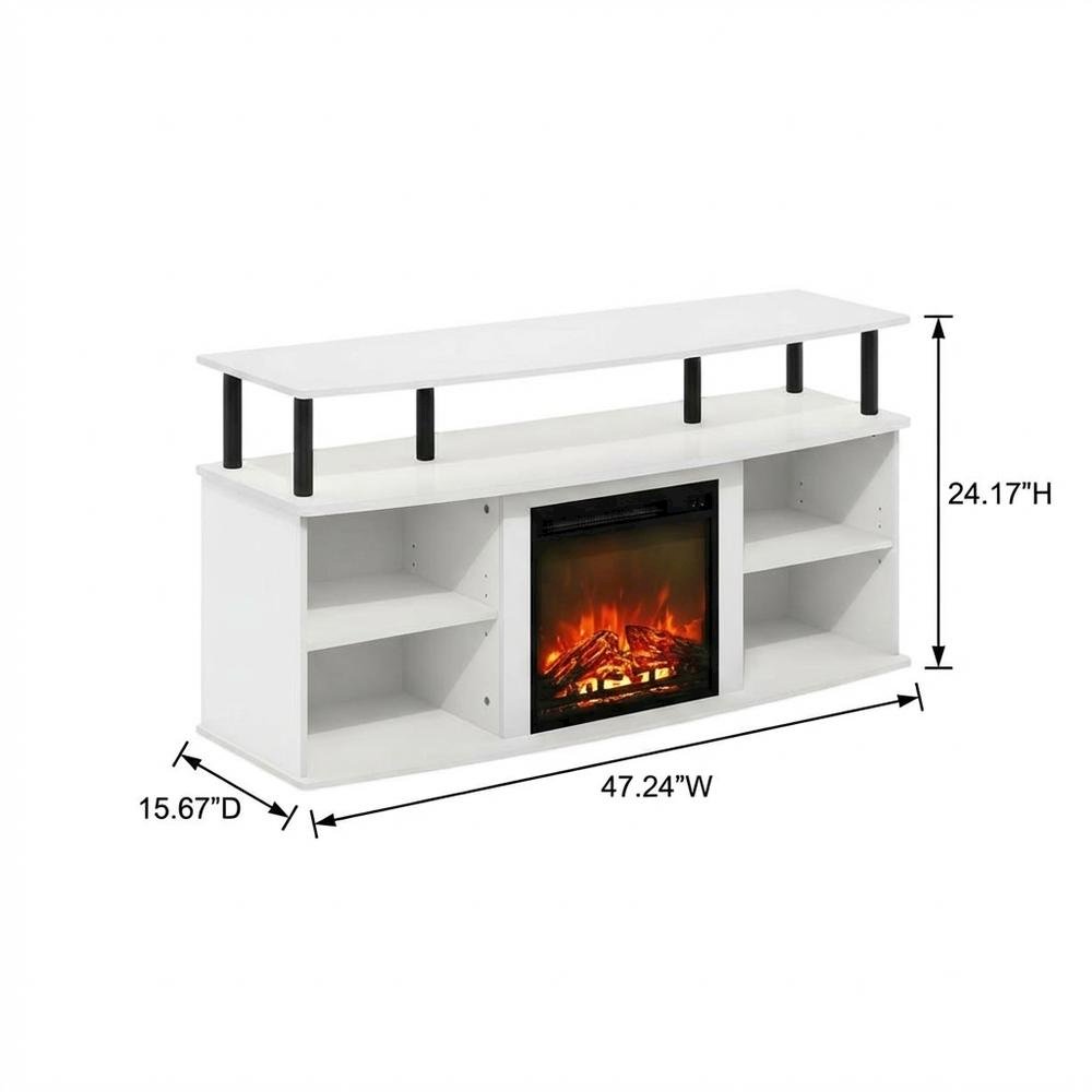 White open shelving, fireplace entertainment center, 55-inch TVs, rubberwood. Picture 7