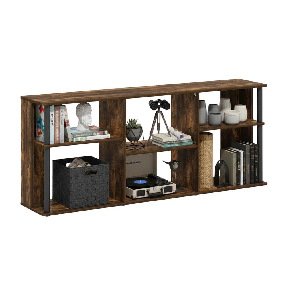 Wooden TV stand with black and amber pine finish for TVs up to 65 inches. Picture 4