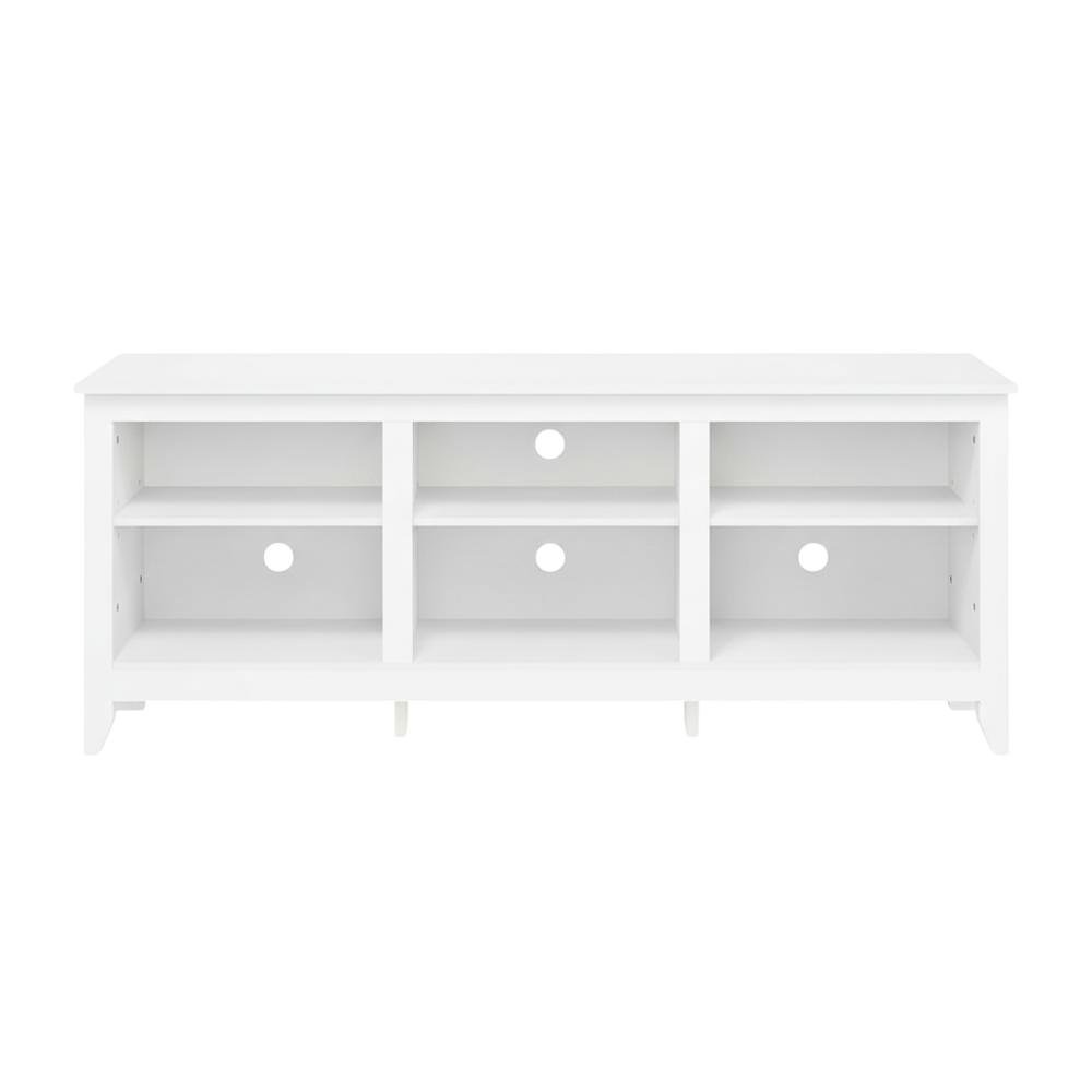 White Wooden TV Stand, Up to 65 Inch Entertainment Center, Spacious Storage. Picture 4