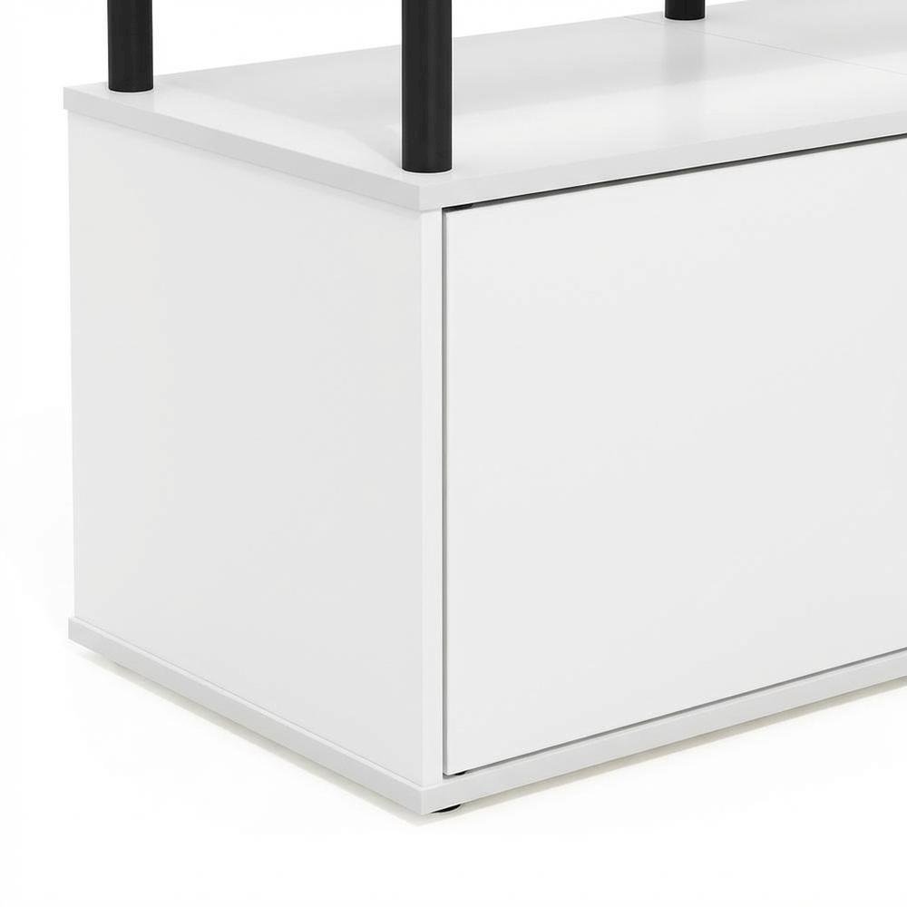 Wood TV Stand for 70 Inch Screens in White and Black with Modern Design. Picture 6