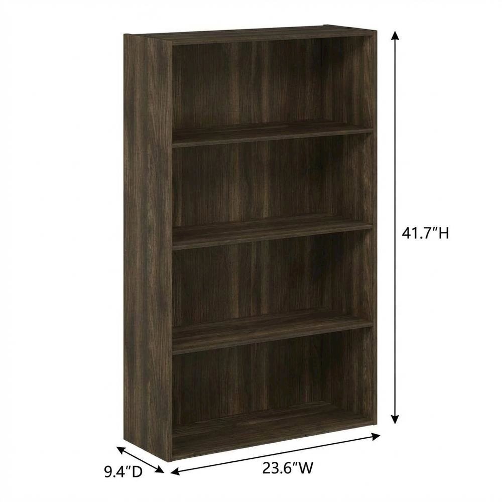 Wooden 4-Tier Open Shelf with Ample Storage in Walnut Finish. Picture 7