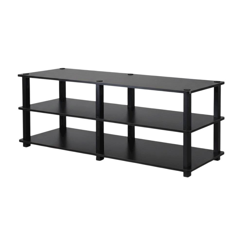 Espresso/Black 3-Tier TV Stand with Engineered Wood, No Tools Assembly. Picture 1