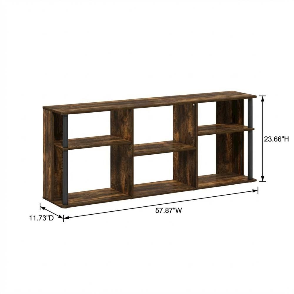 Wooden TV stand with black and amber pine finish for TVs up to 65 inches. Picture 7