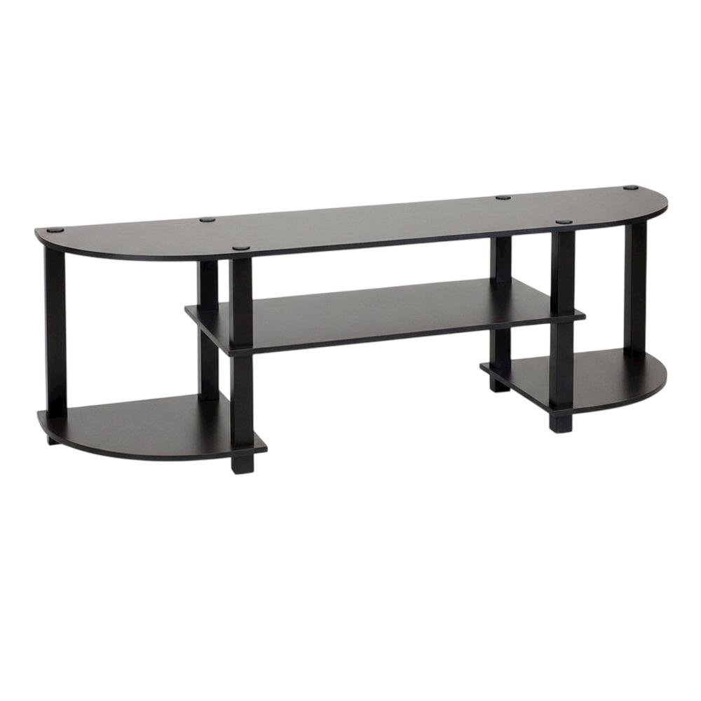 Wide TV Entertainment Center in Espresso/Black, Durable Composite Wood. Picture 1