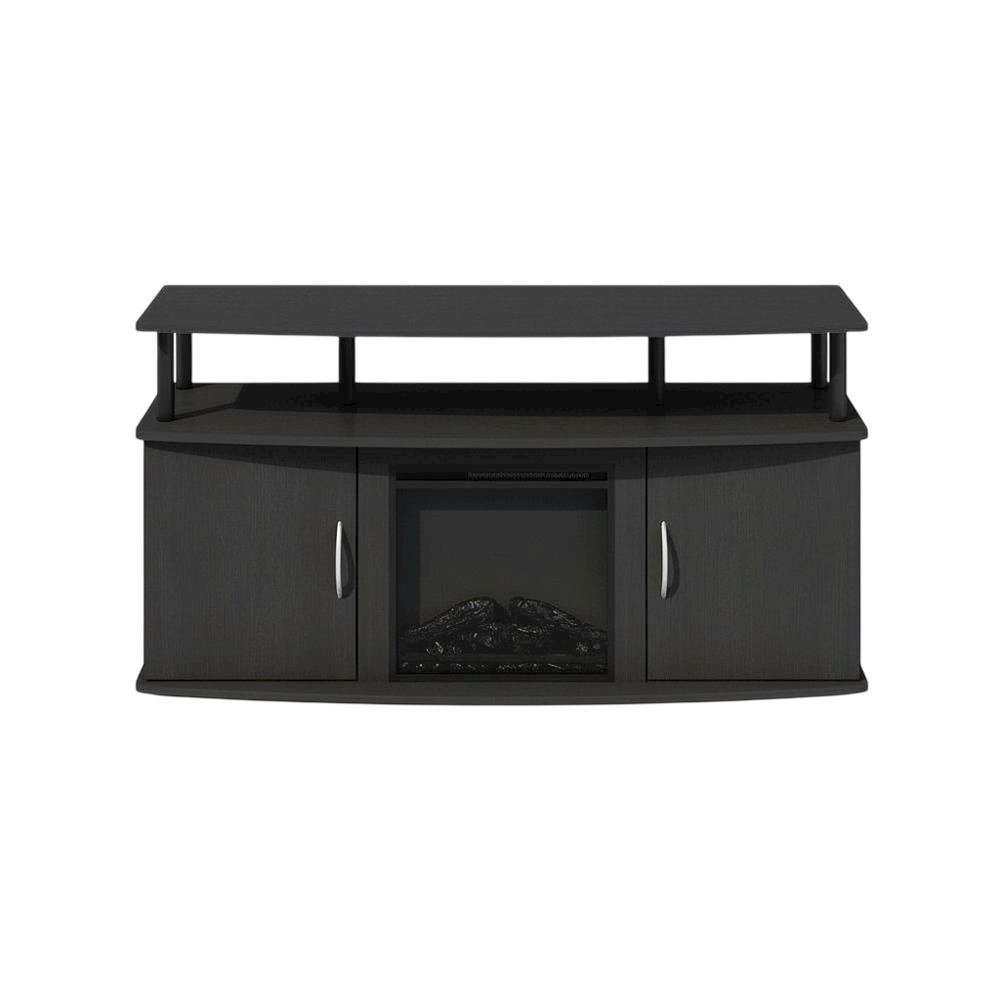 Brown Electric Fireplace TV Stand with Spacious Storage for TVs up to 55 Inches. Picture 4