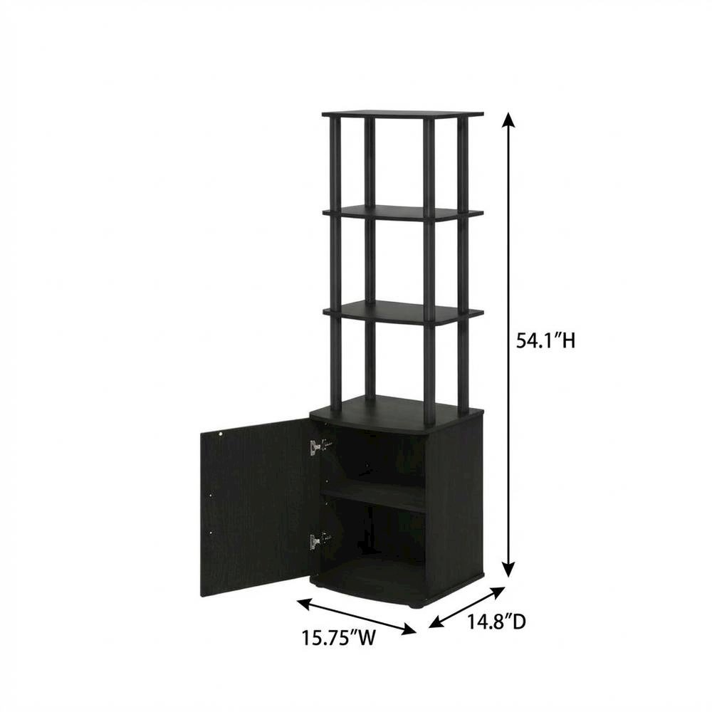 Wooden TV Stand with 3-Tier Height and Storage Cabinet, Blackwood/Black. Picture 7