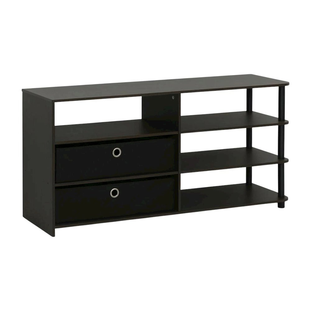 Walnut TV Stand, 50-Inch Screens, Storage Bins, Modern Design. Picture 1