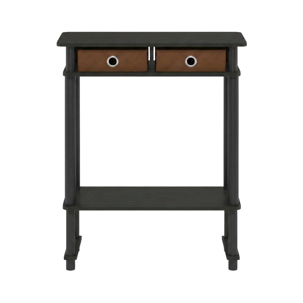Espresso Hallway Console Table with Storage Bin and Modern Finish. Picture 4