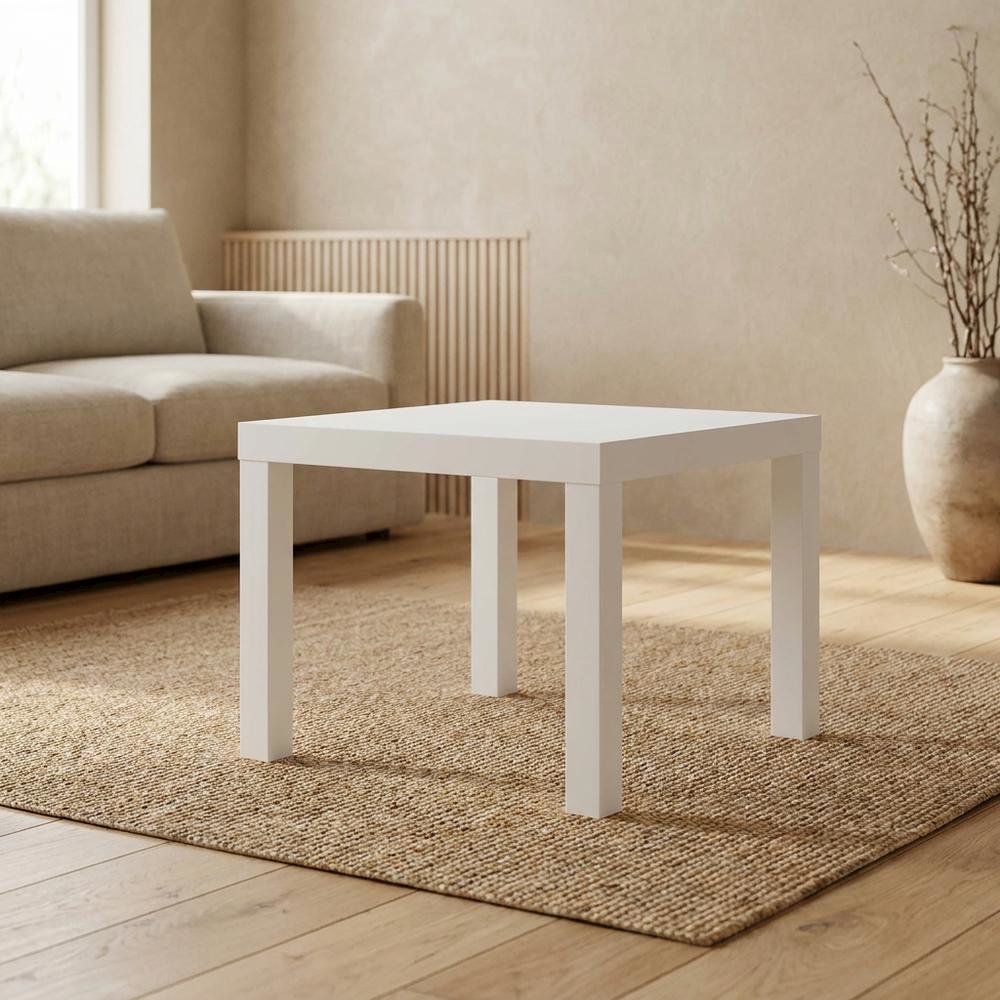 White, Side Table, Quality Build, Durable Wood Frame. Picture 3