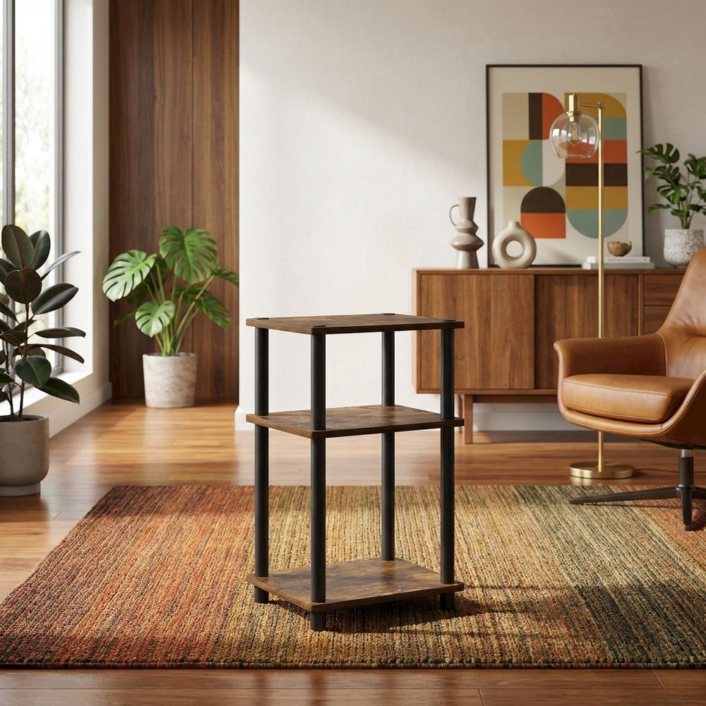 Amber Pine and Black 3-Tier End Table with Modern Design. Picture 2