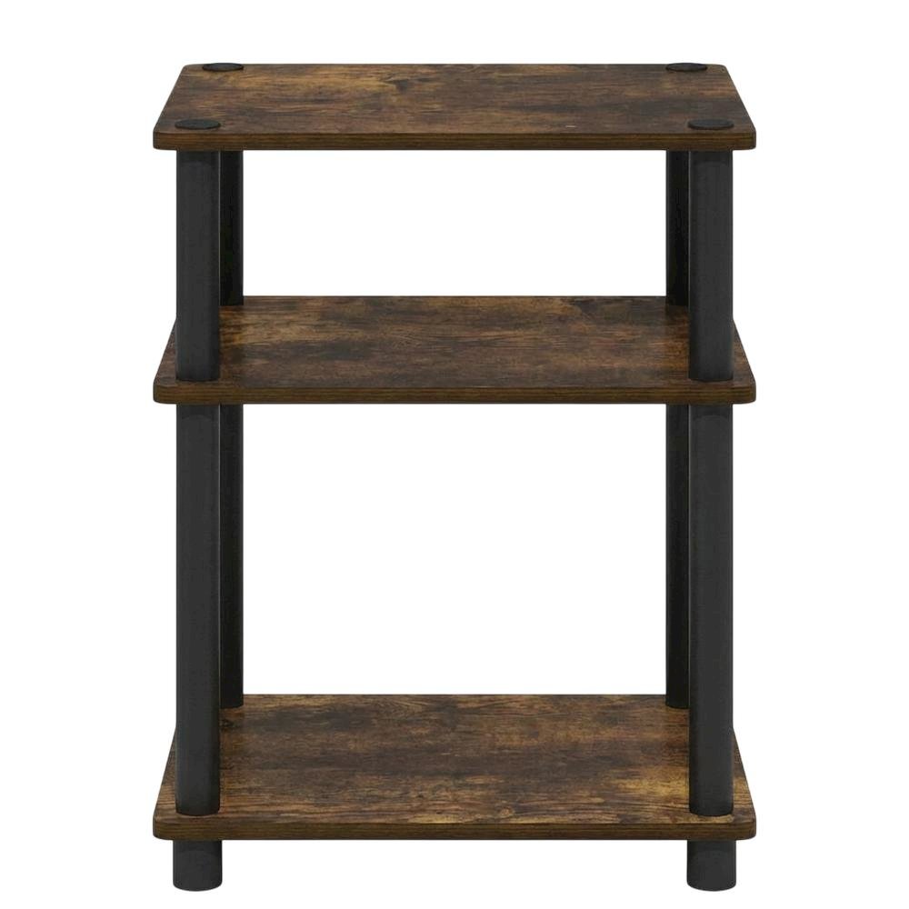 Amber Pine and Black 3-Tier End Table Set with Modern Design. Picture 4