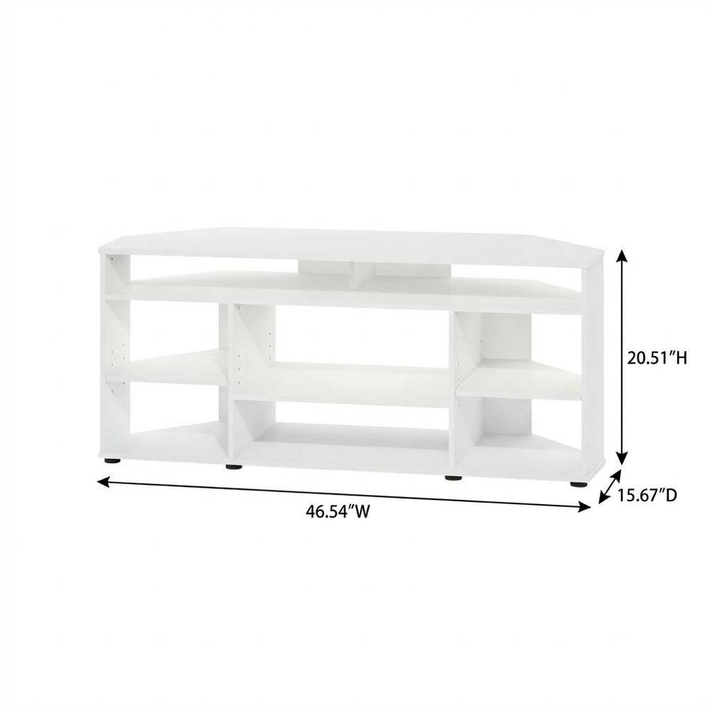 White Corner TV Stand, up to 55-Inch Flat Screens, Solid Rubberwood. Picture 7