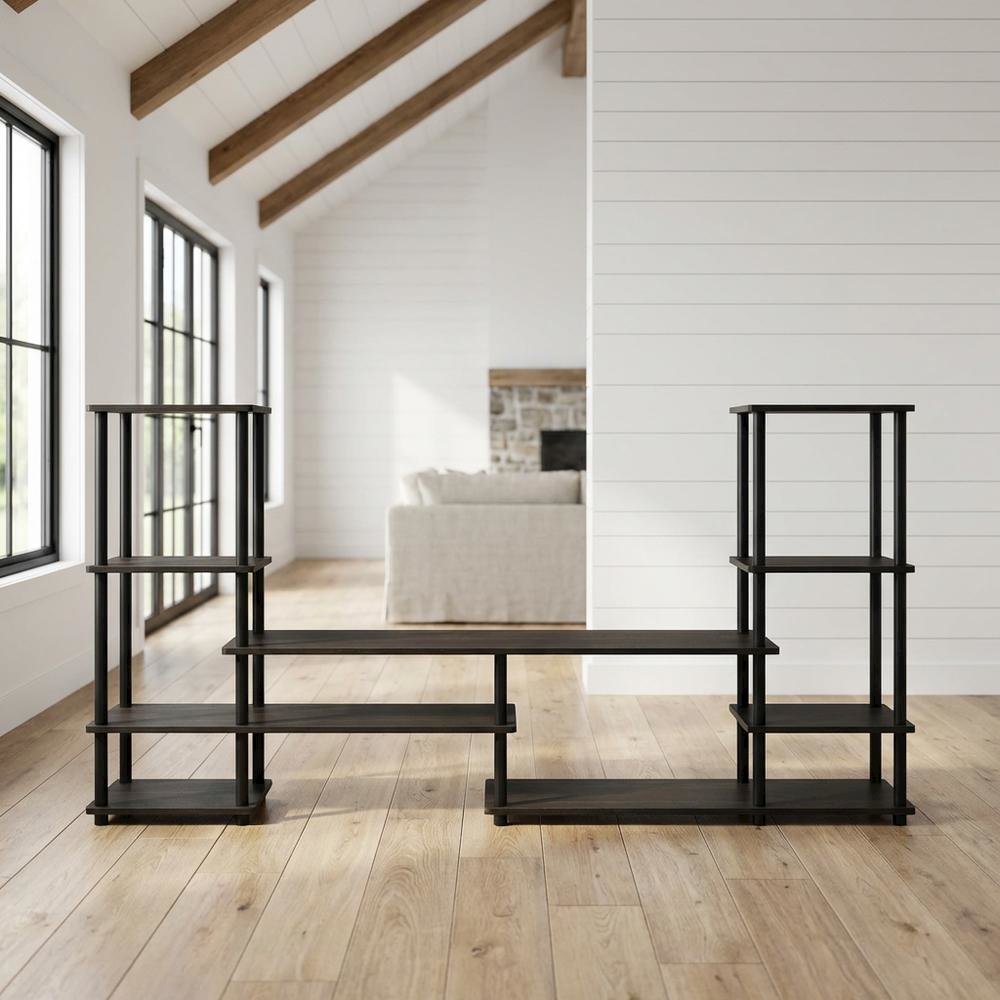 Modern Entertainment Center in Espresso/Black with Spacious Shelves and Storage. Picture 2