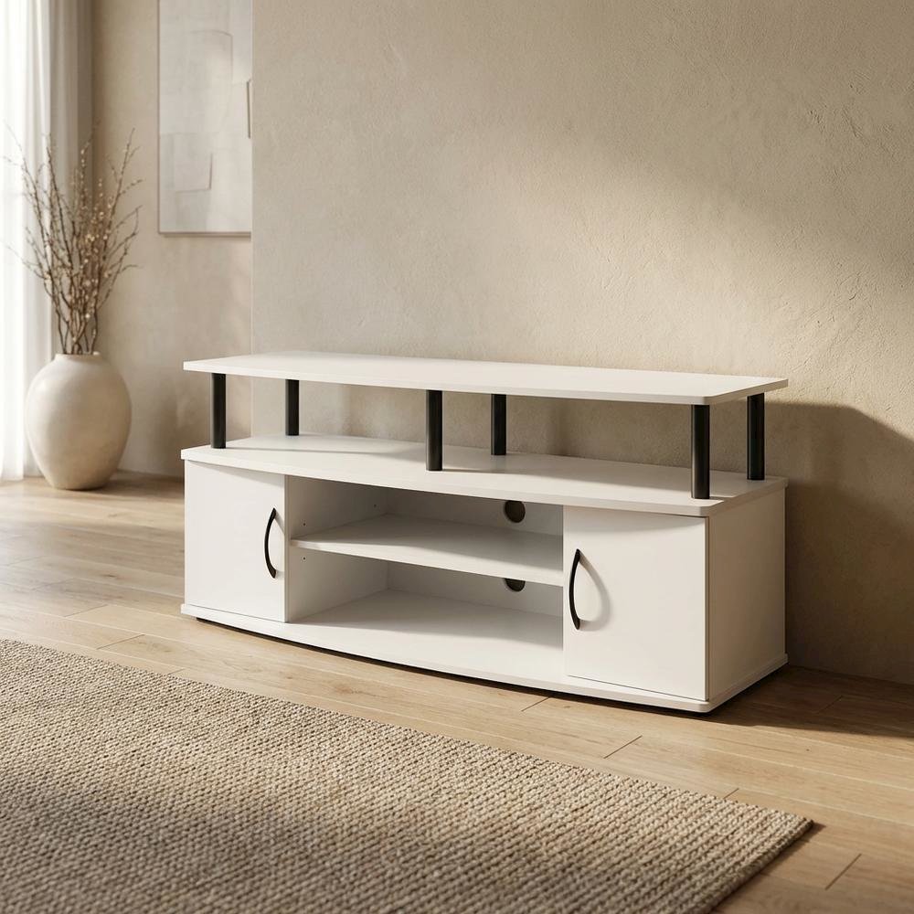 White entertainment center for up to 55-inch TVs with spacious storage, modern. Picture 3