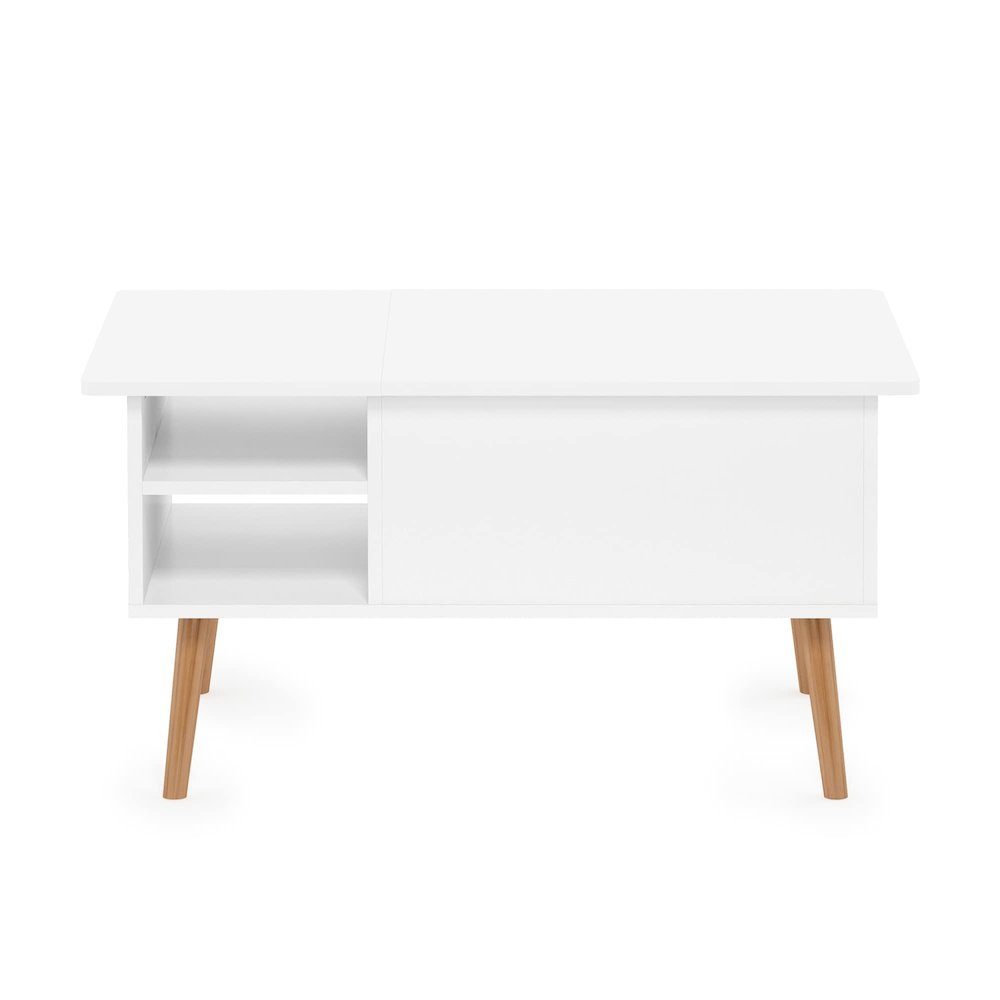 Jensen Lift Top Coffee Table With Wooden Leg, Solid White. Picture 2