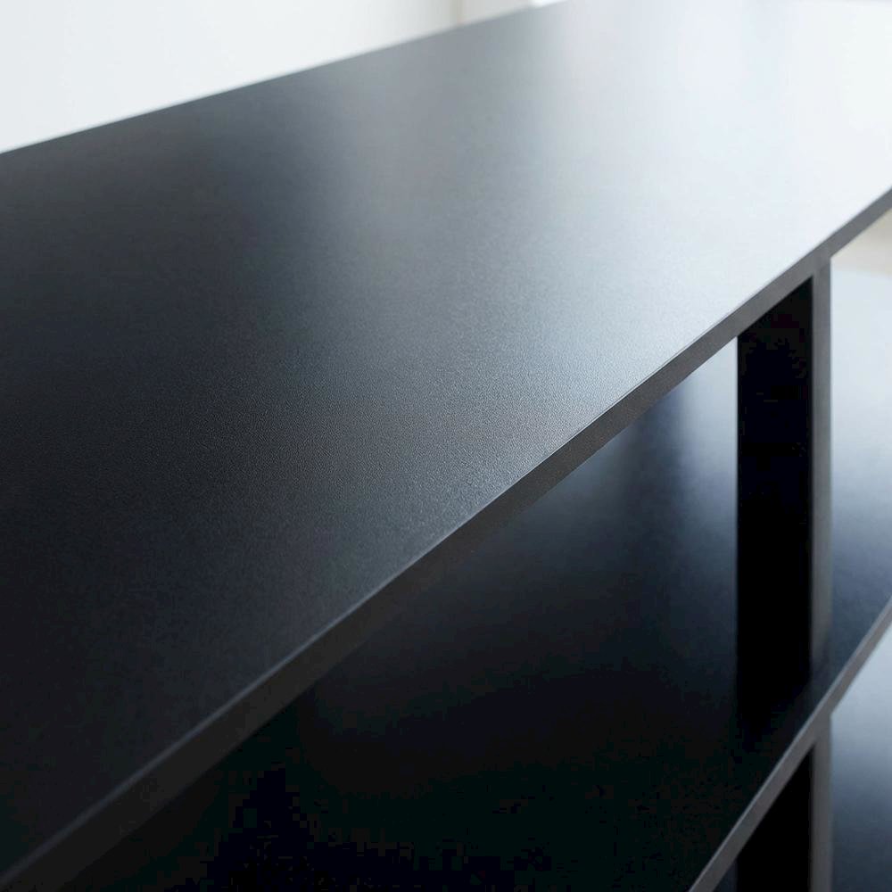 Espresso/Black 3-Tier TV Stand with Engineered Wood, No Tools Assembly. Picture 5