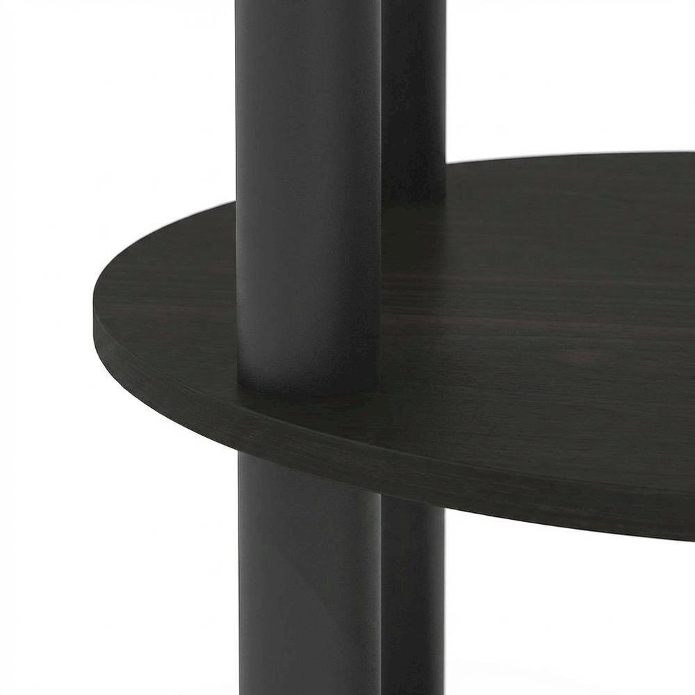 Round Wooden End Table with Espresso and Black Finish, Modern Side Table. Picture 6