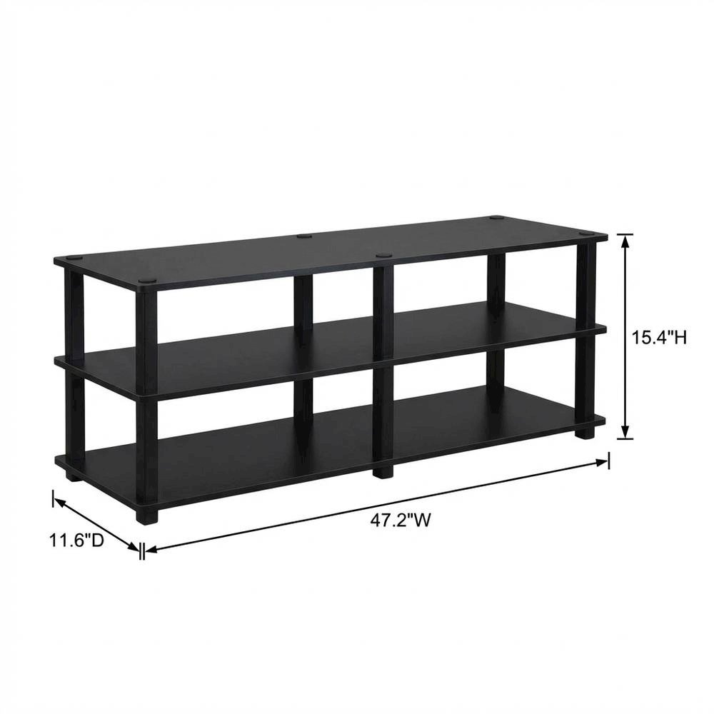 Espresso/Black 3-Tier TV Stand with Engineered Wood, No Tools Assembly. Picture 7