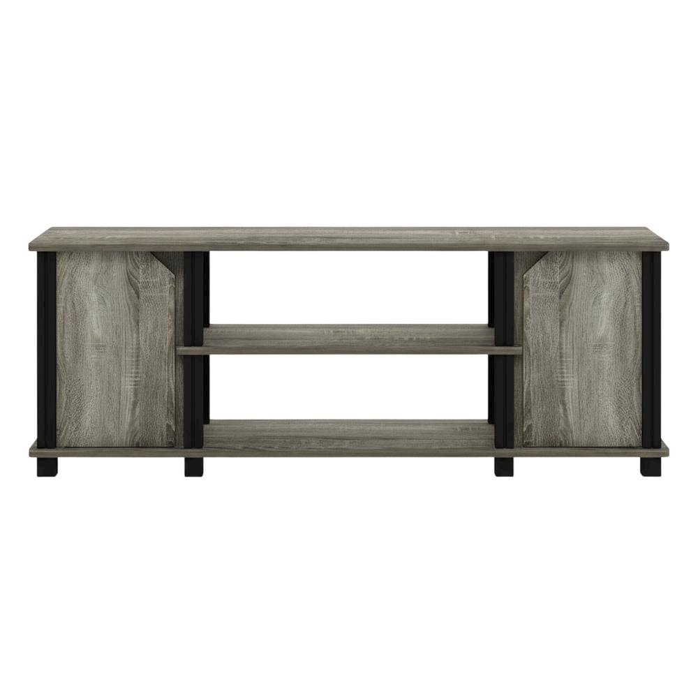 Wooden TV Stand with Shelves and Storage in French Oak/Black finish. Picture 4