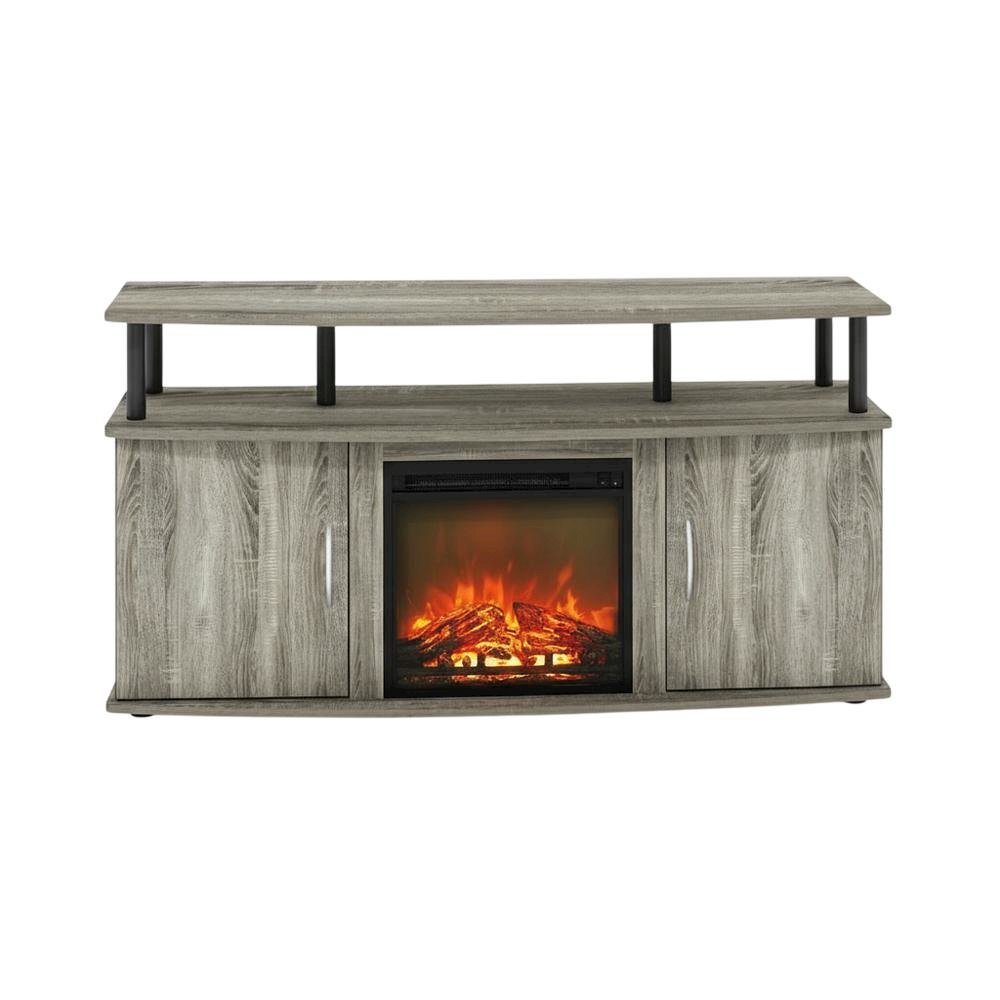 Gray Fireplace Entertainment Center with Storage Cabinets for TVs up to 55 Inch. Picture 4