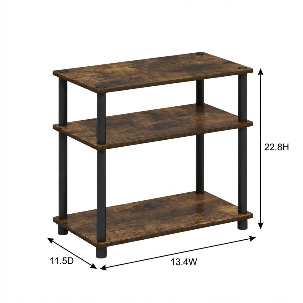 Amber Pine and Black 3-Tier End Table with Modern Design. Picture 7