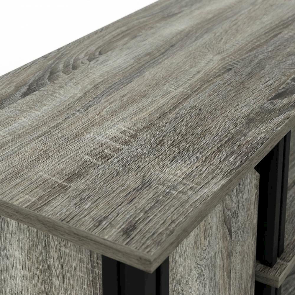 Wooden TV Stand with Shelves and Storage in French Oak/Black finish. Picture 5